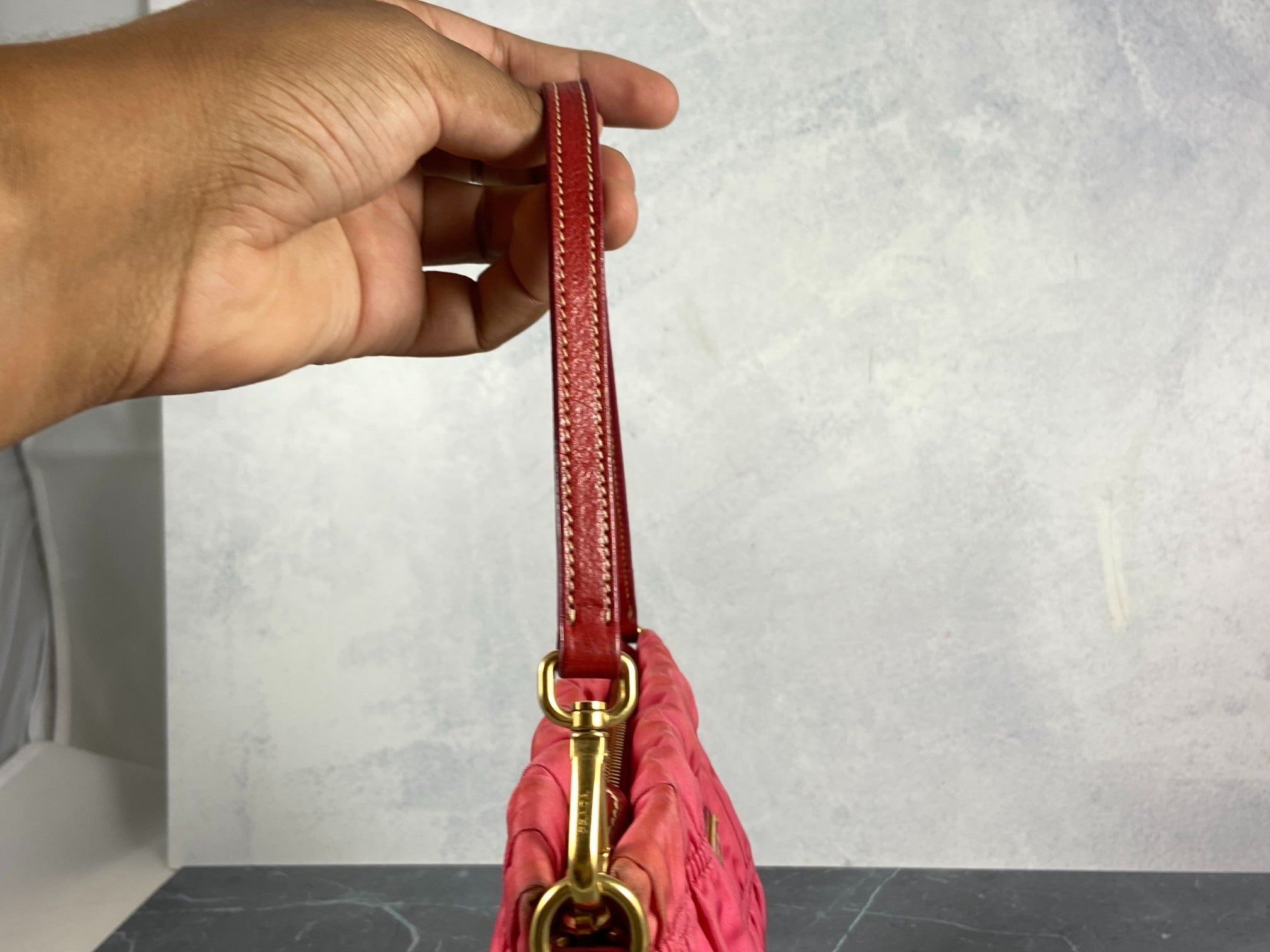 Prada Tessuto Gauffre Hobo Mini Bag / Pochette Accessoires Pink