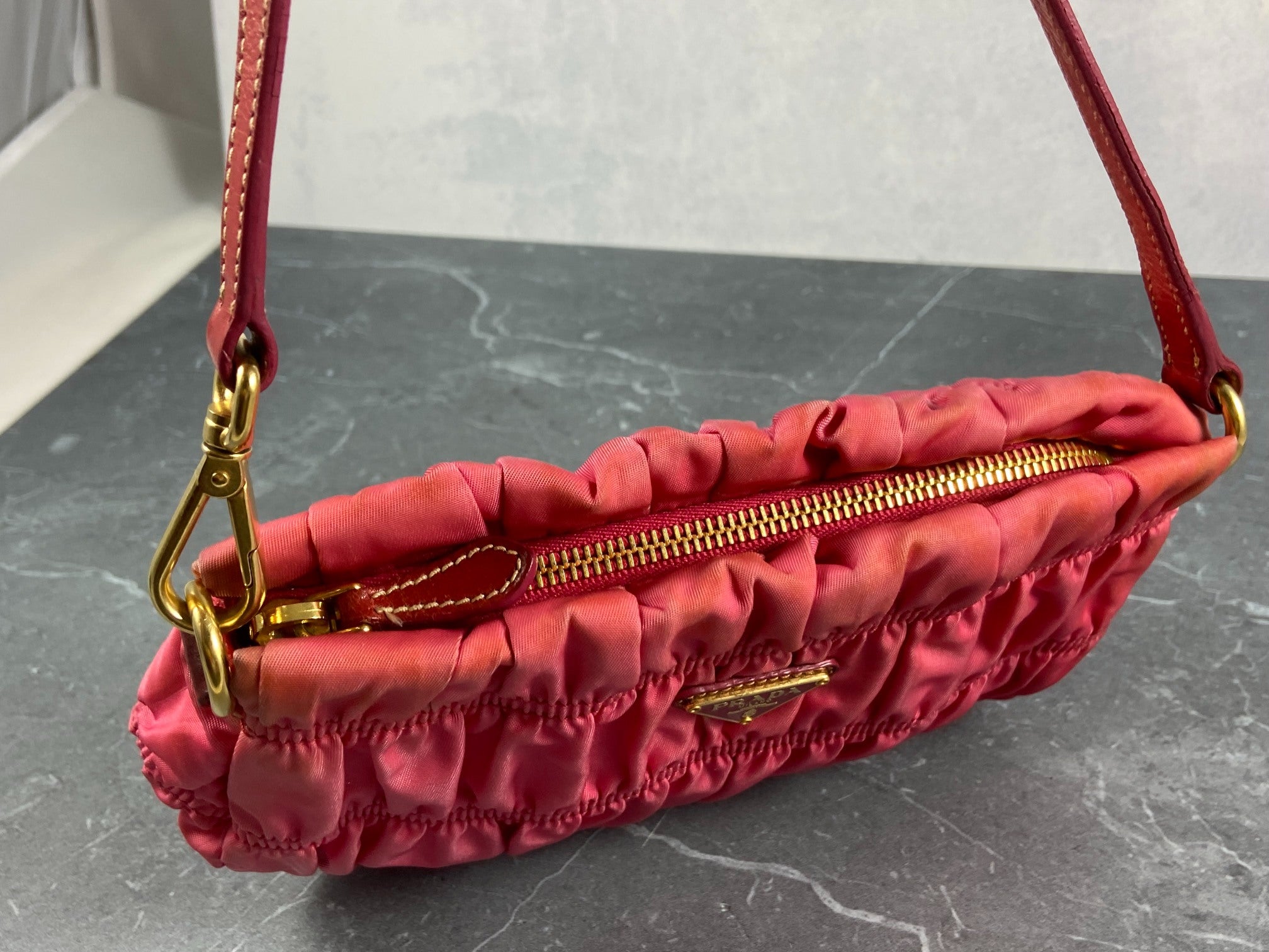 Prada Tessuto Gauffre Hobo Mini Bag / Pochette Accessoires Pink