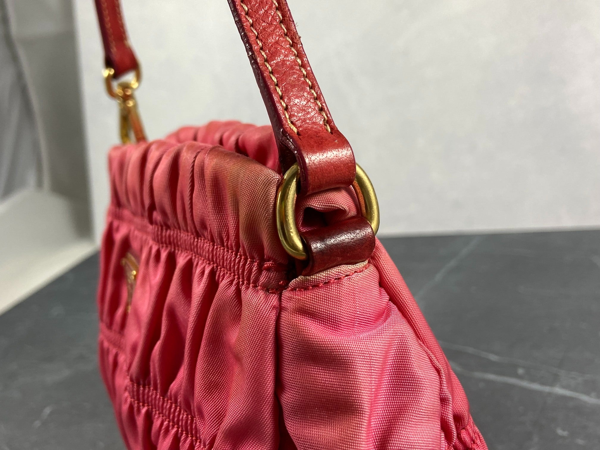 Prada Tessuto Gauffre Hobo Mini Bag / Pochette Accessoires Pink