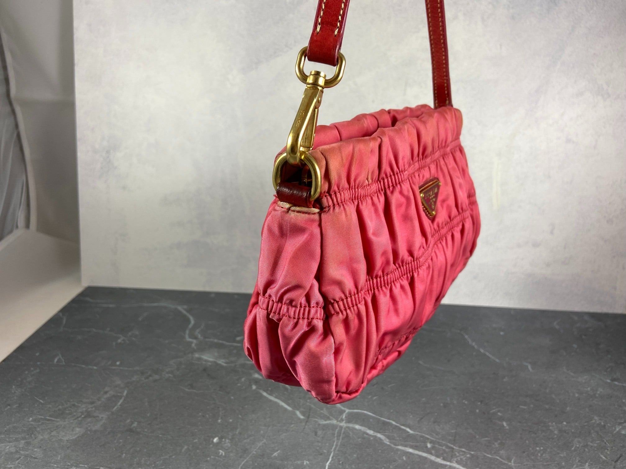 Prada Tessuto Gauffre Hobo Mini Bag / Pochette Accessoires Pink