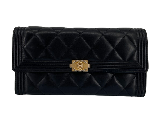 Chanel Boy Flap Wallet Black Leather