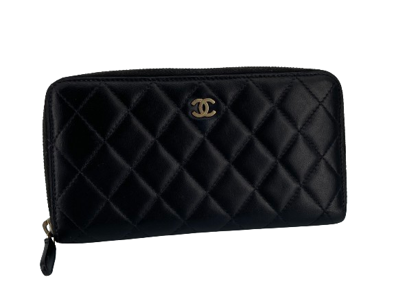 Chanel CC Zippy Wallet Black Quilted Leather