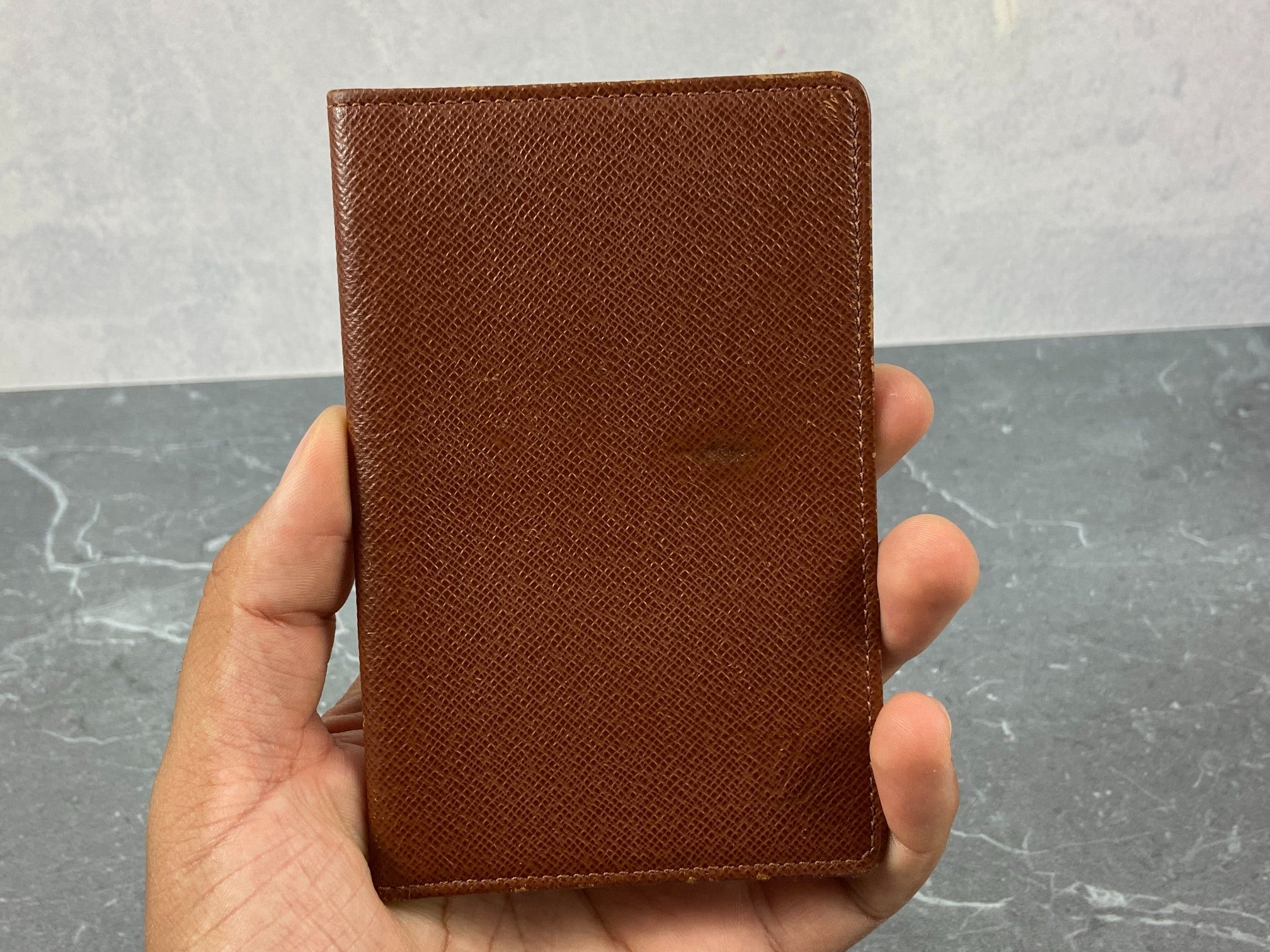 Louis Vuitton Card Case Brown Taiga Leather