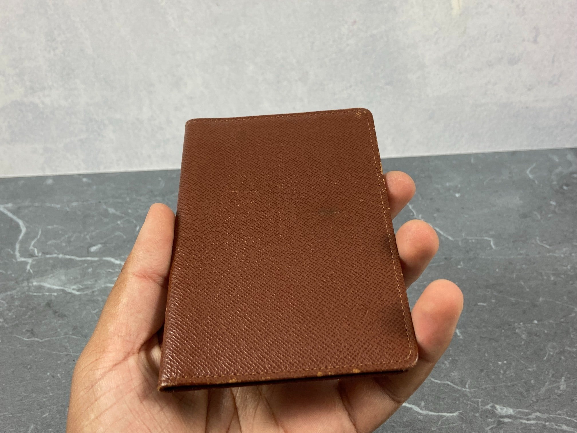 Louis Vuitton Card Case Brown Taiga Leather