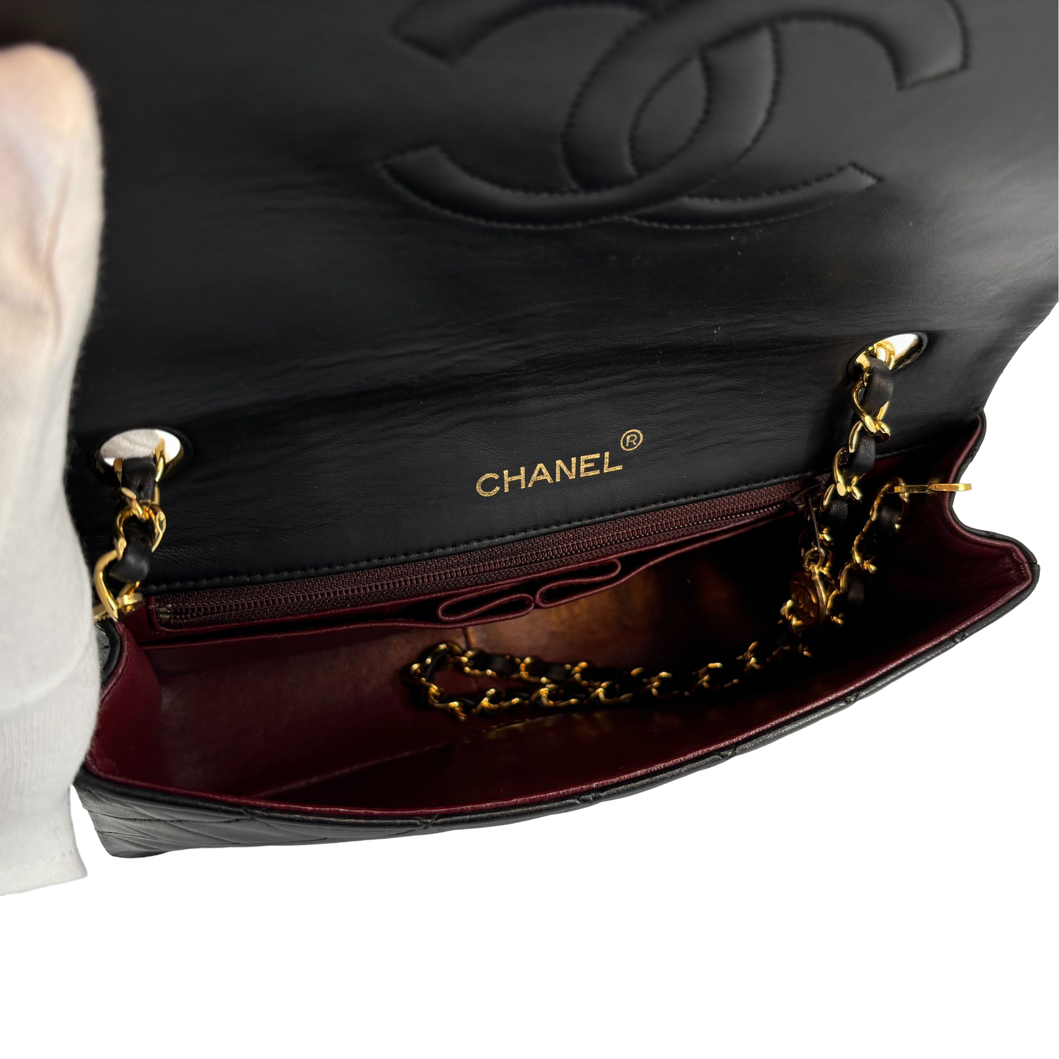 Chanel Full Flap Bag Turn-Lock Black Matelassé Leather