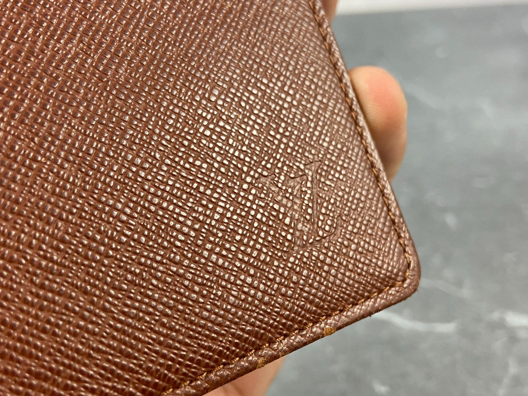 Louis Vuitton Card Case Brown Taiga Leather