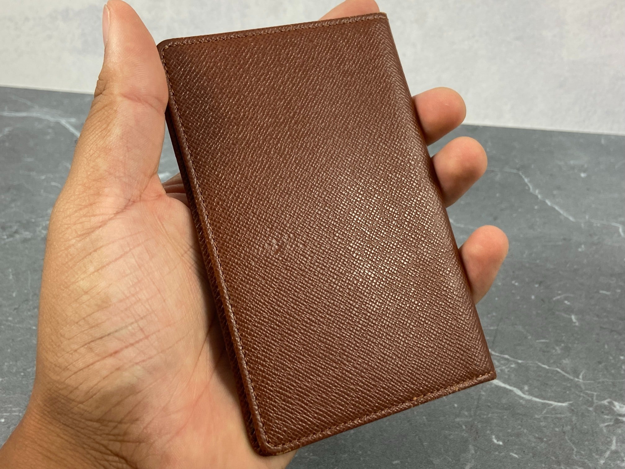 Louis Vuitton Card Case Brown Taiga Leather