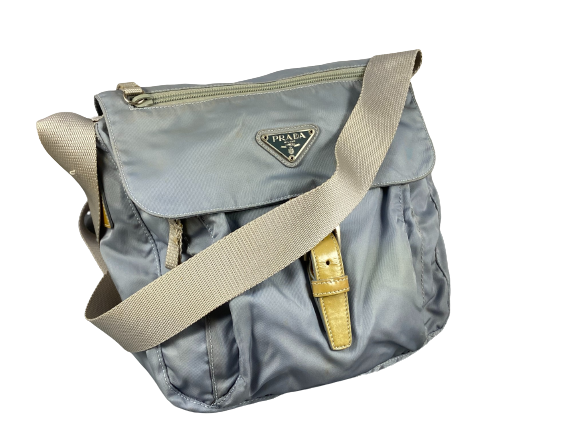 Prada Tessuto Nylon Shoulder / Messenger Bag Baby Blue