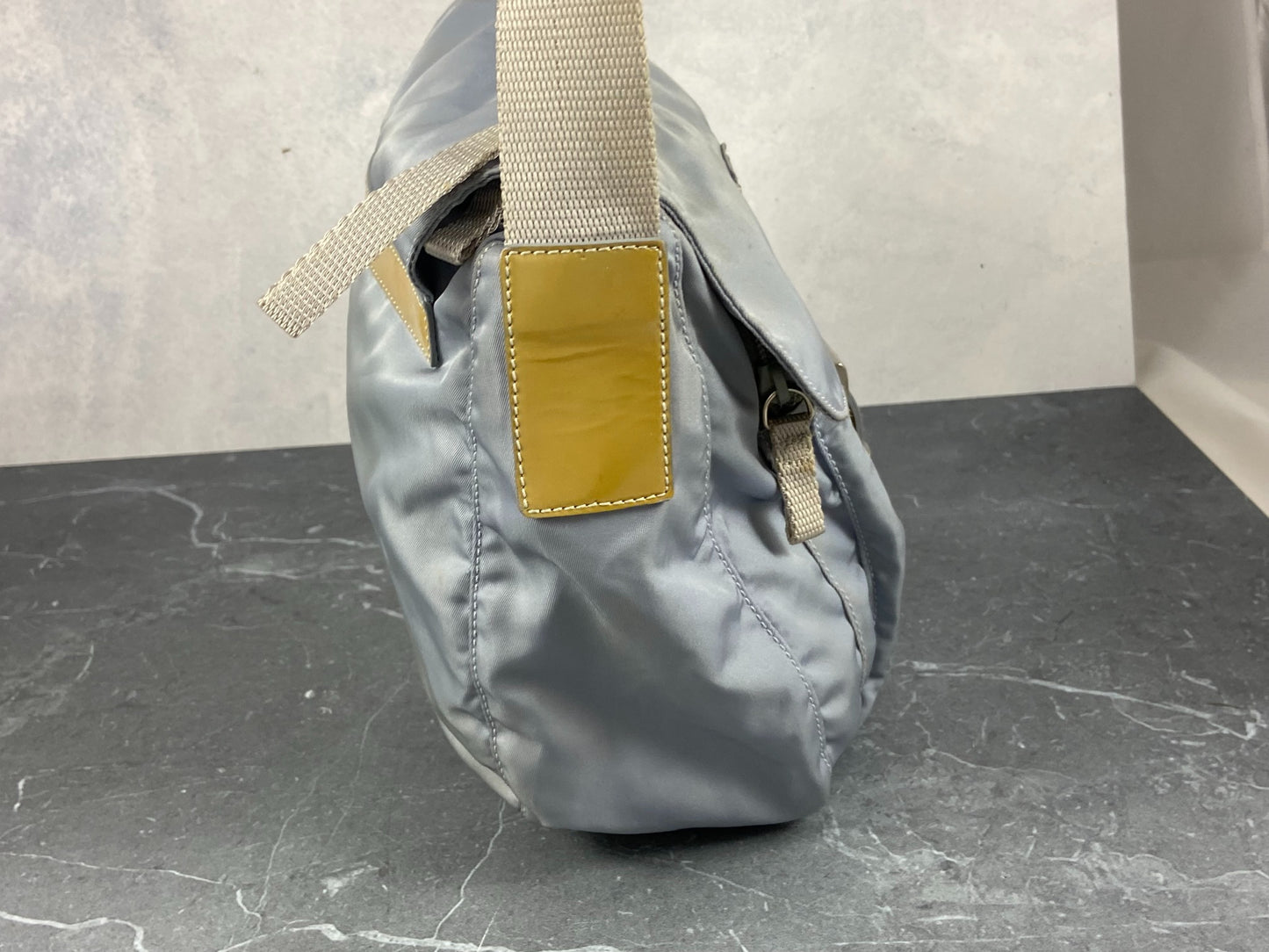 Prada Tessuto Nylon Shoulder / Messenger Bag Baby Blue
