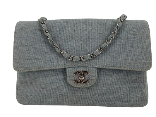 Chanel Timeless Flap Bag Medium Light Blue Jersey