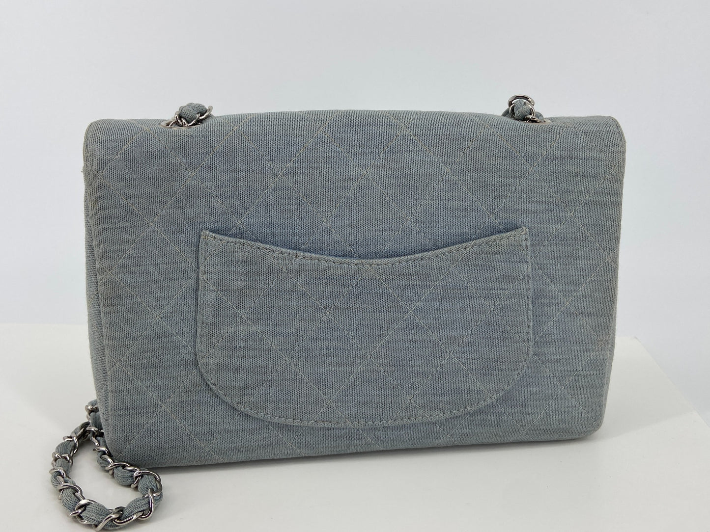 Chanel Timeless Flap Bag Medium Light Blue Jersey