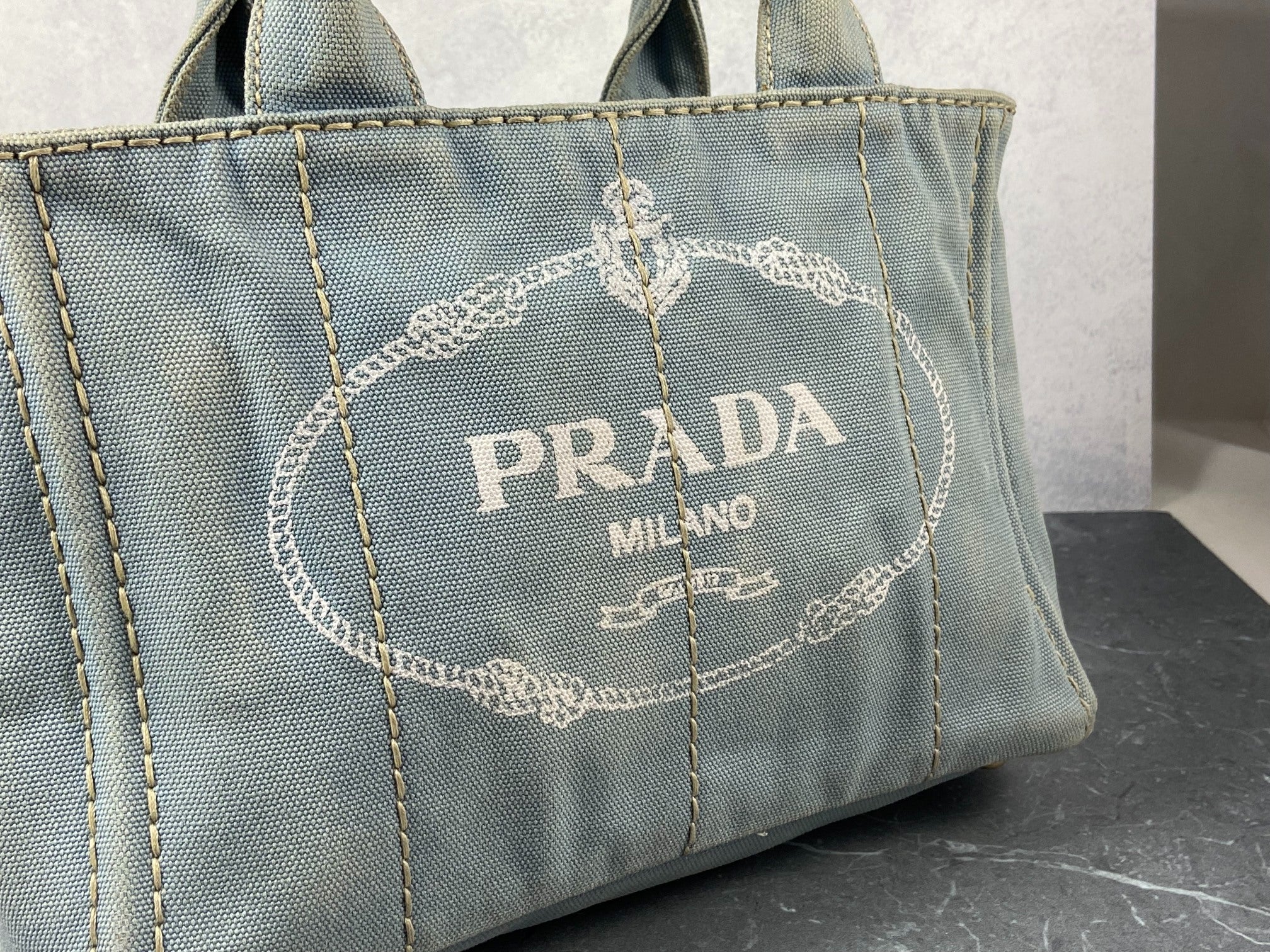 Prada Canapa Tote Bag Baby Blue