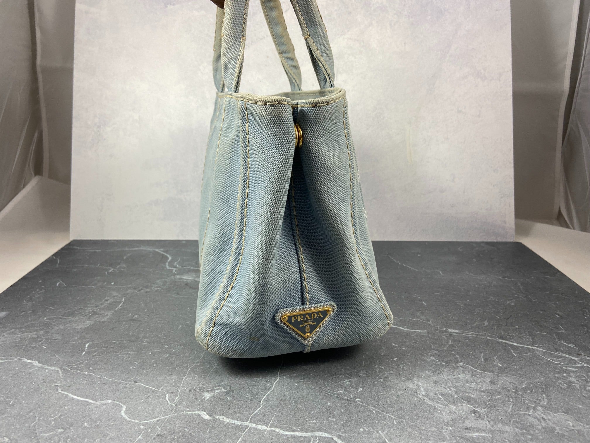 Prada Canapa Tote Bag Baby Blue