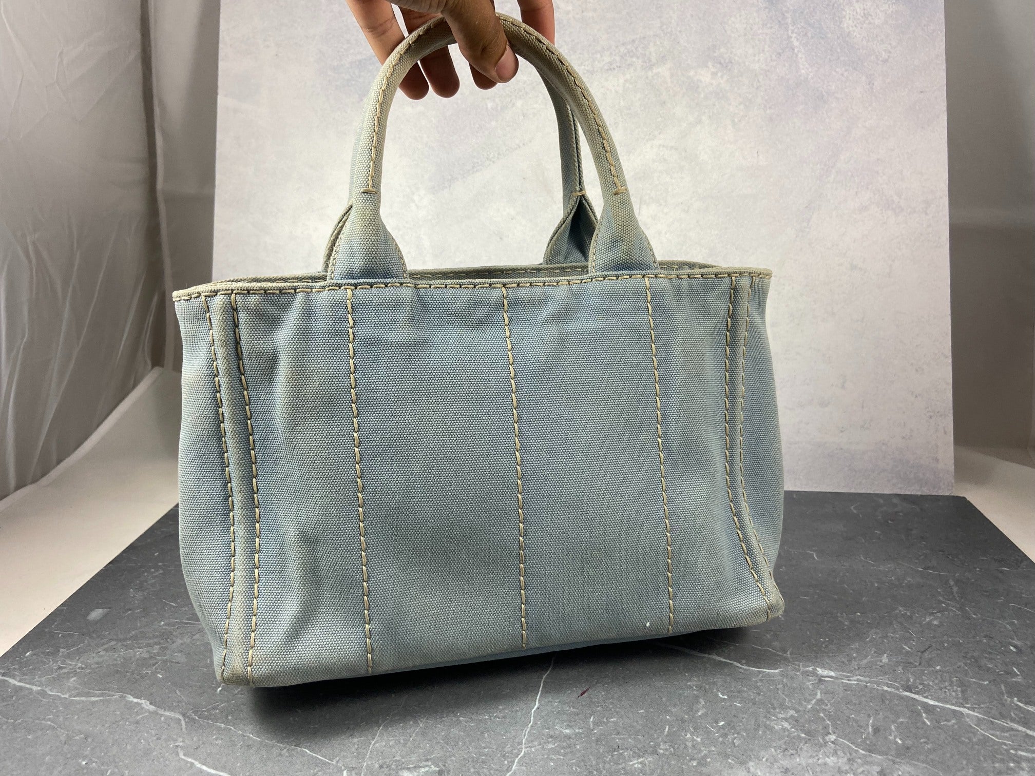 Prada Canapa Tote Bag Baby Blue