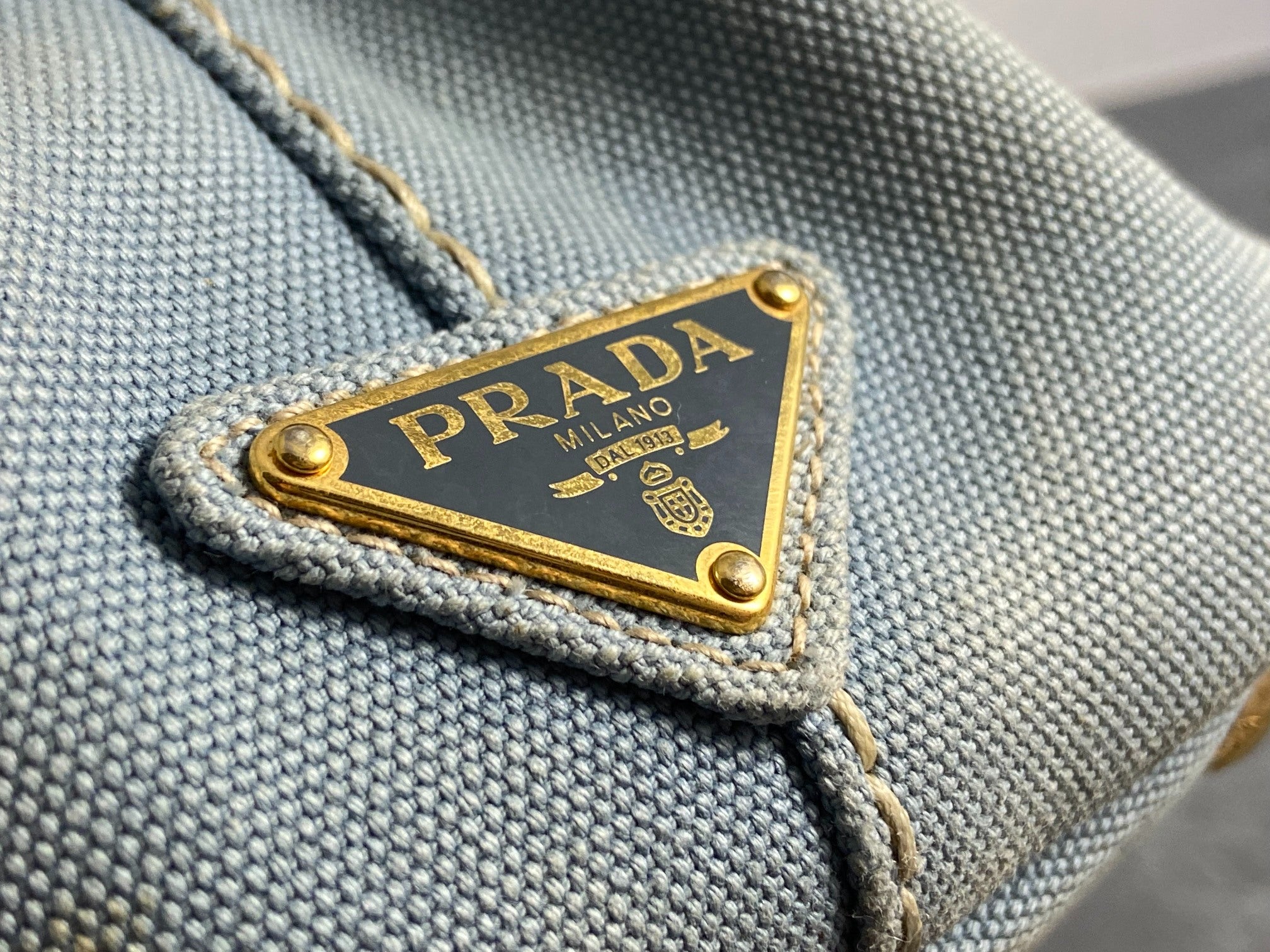 Prada Canapa Tote Bag Baby Blue