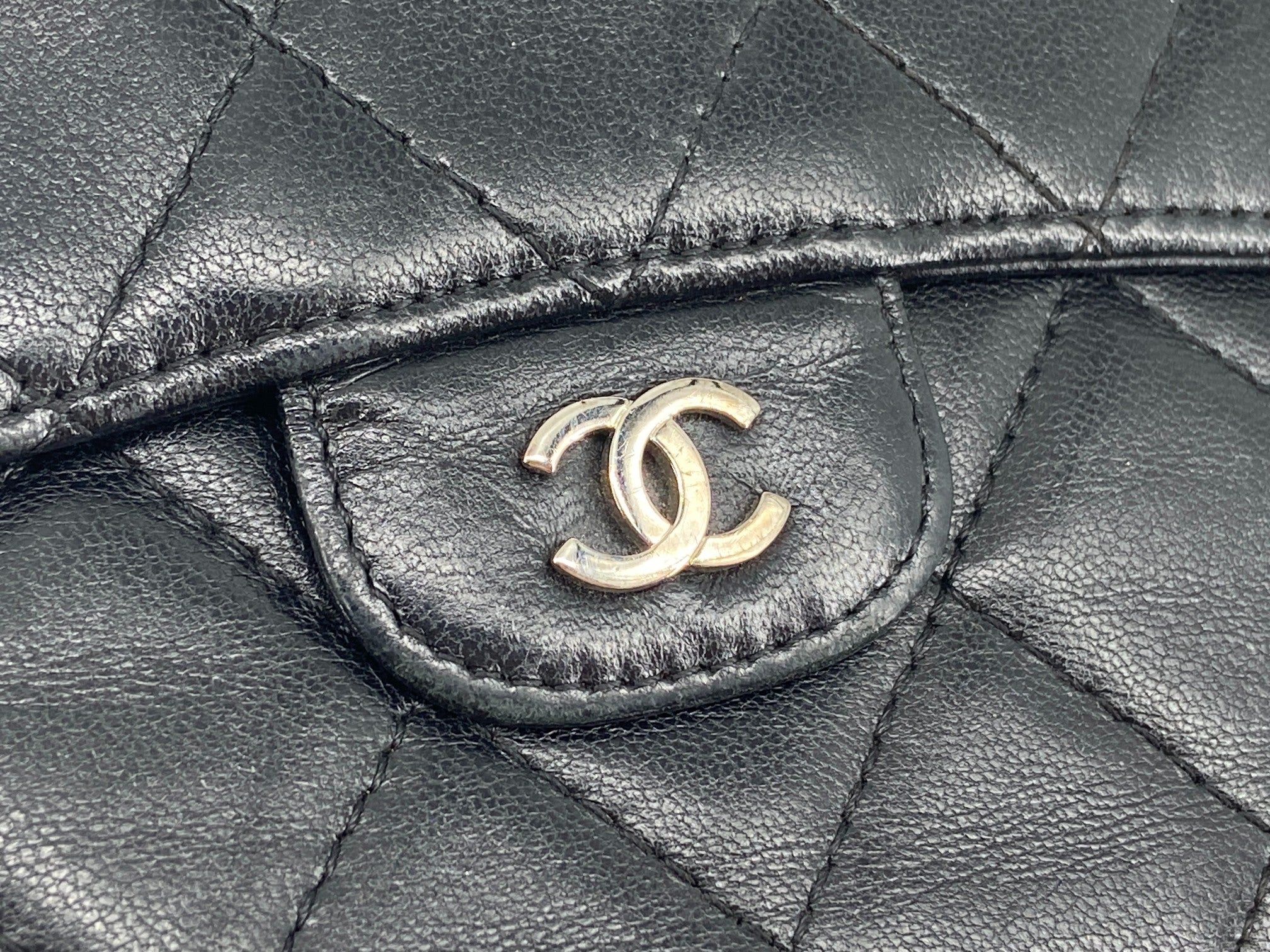 Chanel Timeless / Classic Matelasse Flap Wallet Black Leather