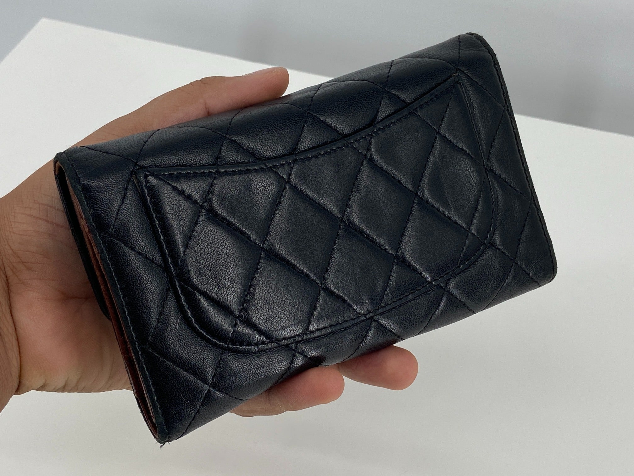 Chanel Timeless / Classic Matelasse Flap Wallet Black Leather