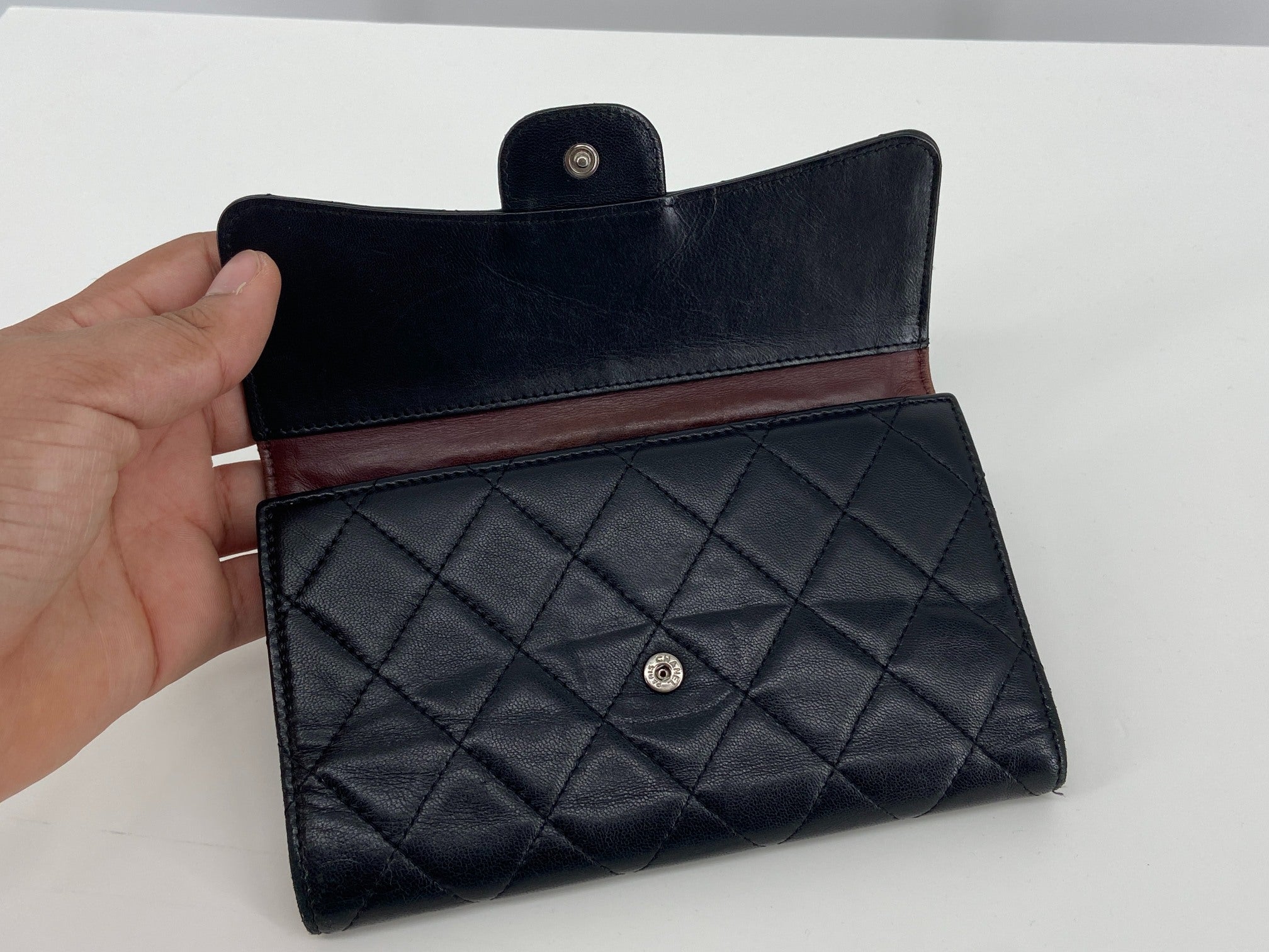 Chanel Timeless / Classic Matelasse Flap Wallet Black Leather