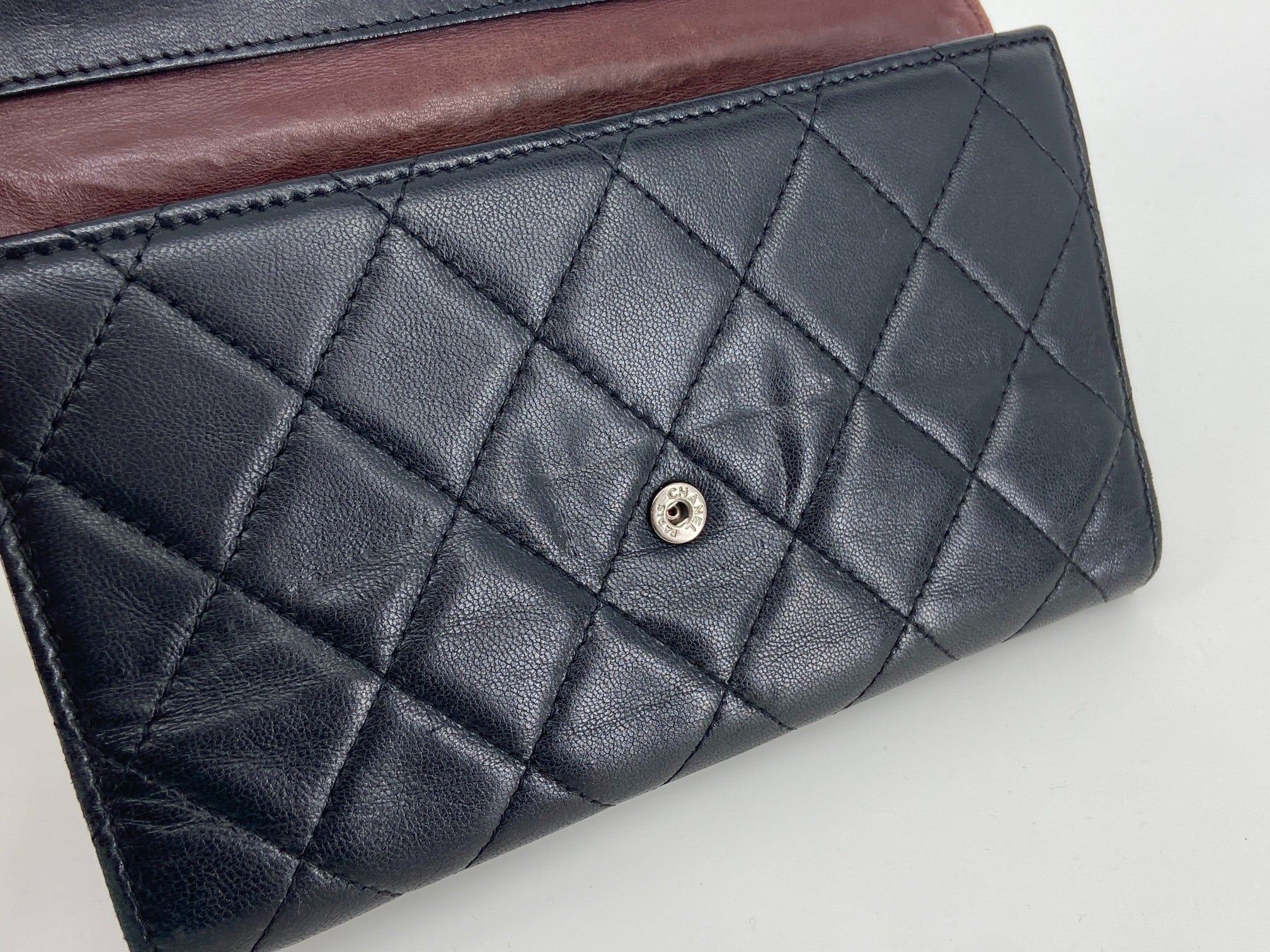 Chanel Timeless / Classic Matelasse Flap Wallet Black Leather