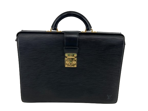 Louis Vuitton Porte Documents Serviette Fermoir Black Epi Leather