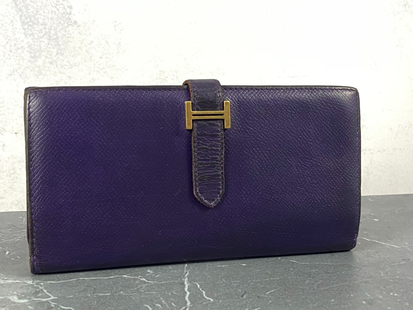 Hermès Béarn Wallet Purple Epsom Leather