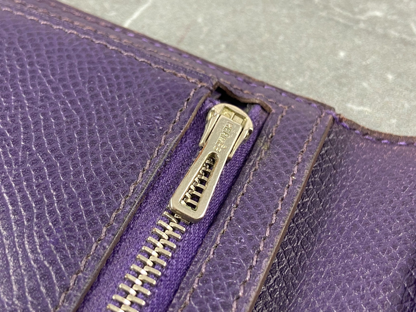 Hermès Béarn Wallet Purple Epsom Leather