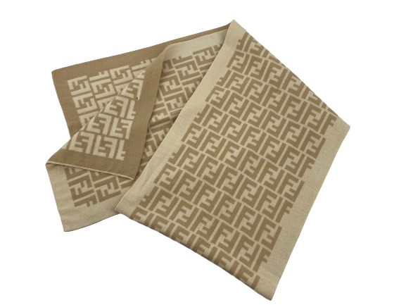 Fendi Zucca Wool Scarf Beige