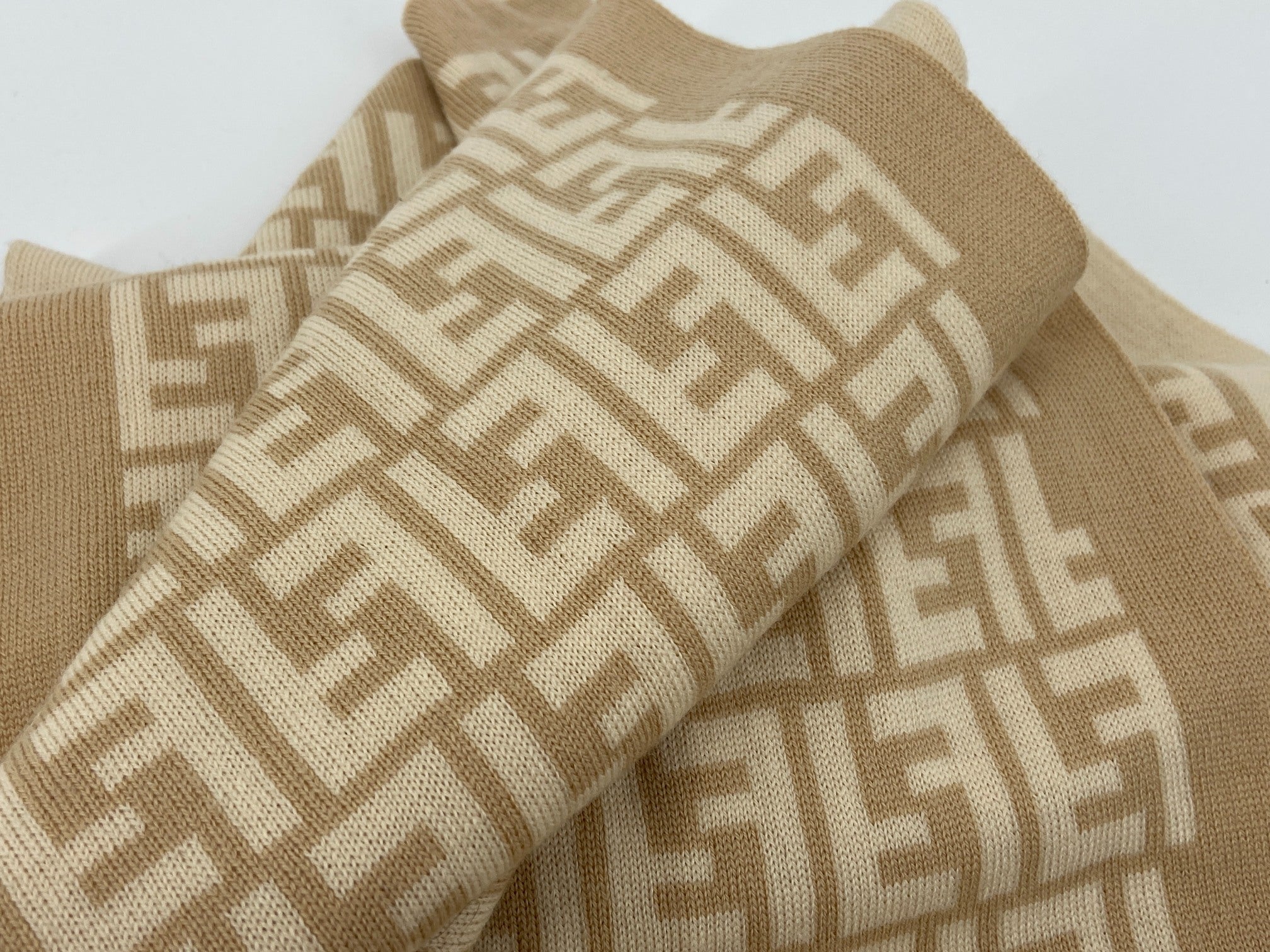 Fendi Zucca Wool Scarf Beige