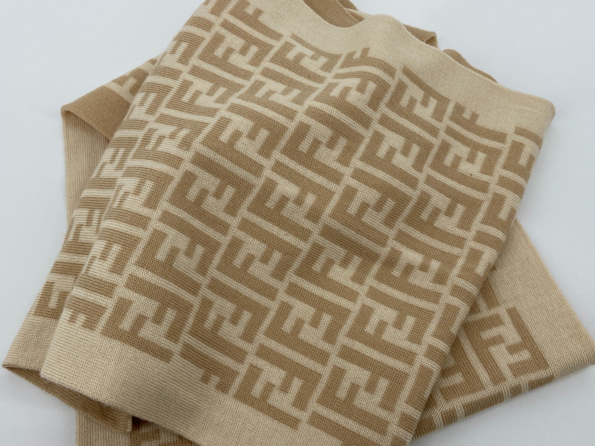 Fendi Zucca Wool Scarf Beige