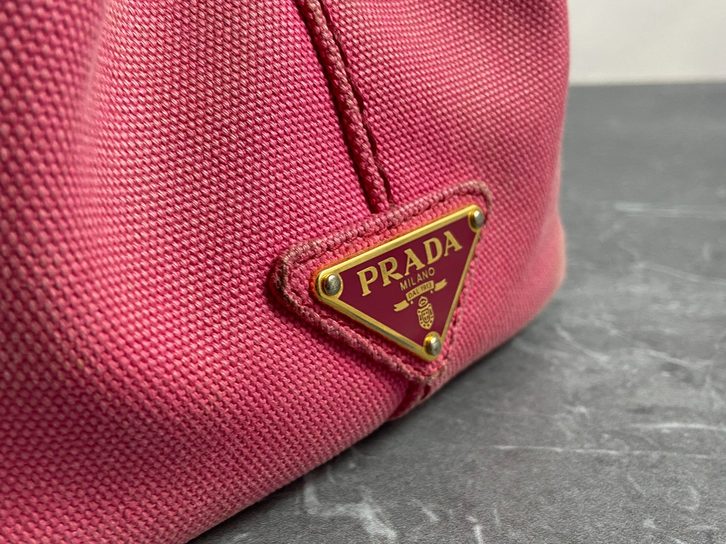 Prada 1BG439 Canapa Tote / Shoulder Bag Peonia