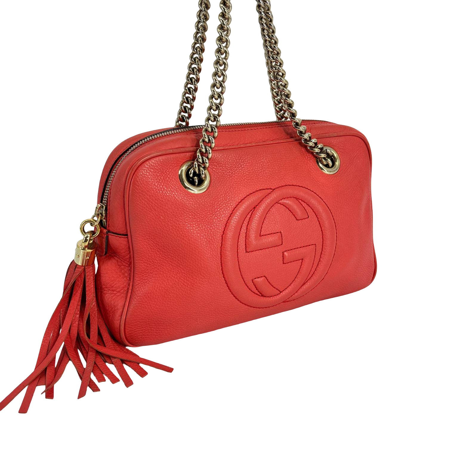 Gucci Soho Interlocking Chain Bag Red Leather