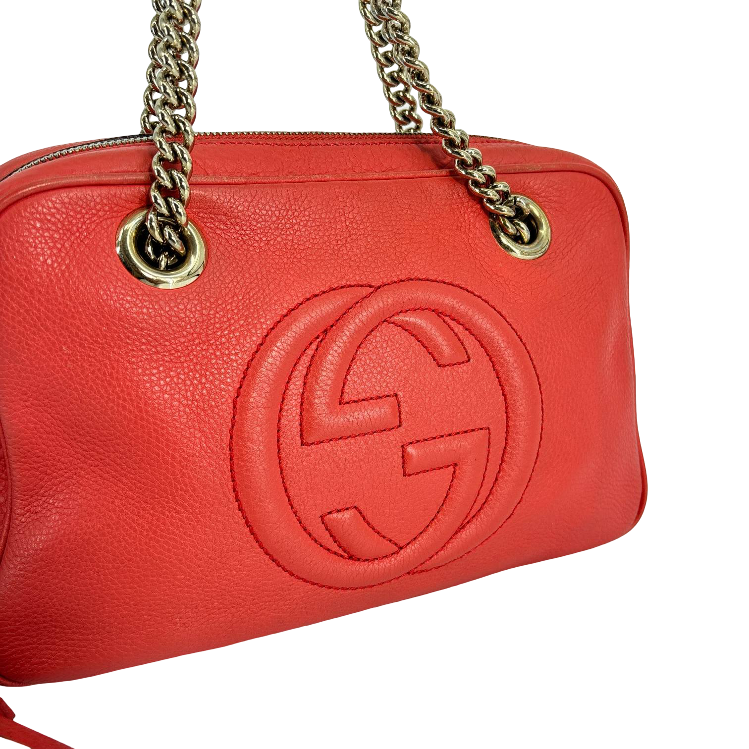 Gucci Soho Interlocking Chain Bag Red Leather