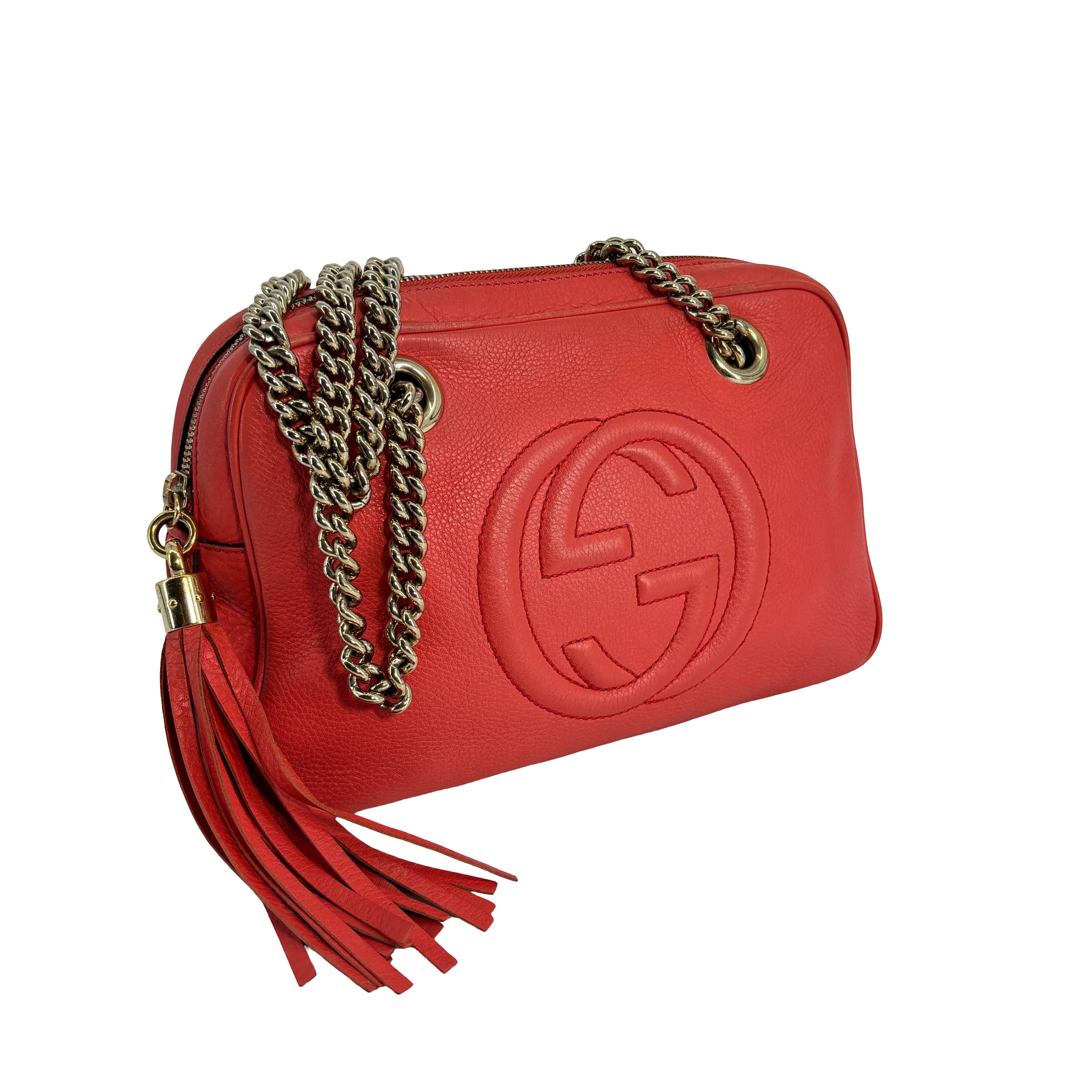 Gucci Soho Interlocking Chain Bag Red Leather