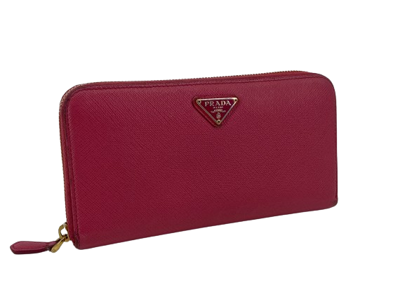 Prada Long Zippy Wallet Pink Saffiano Leather