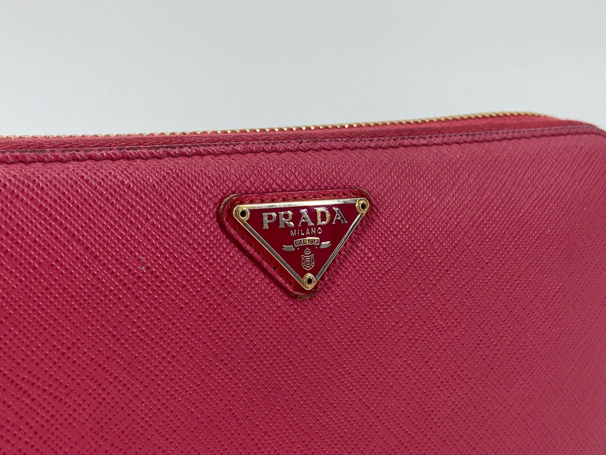 Prada Long Zippy Wallet Pink Saffiano Leather