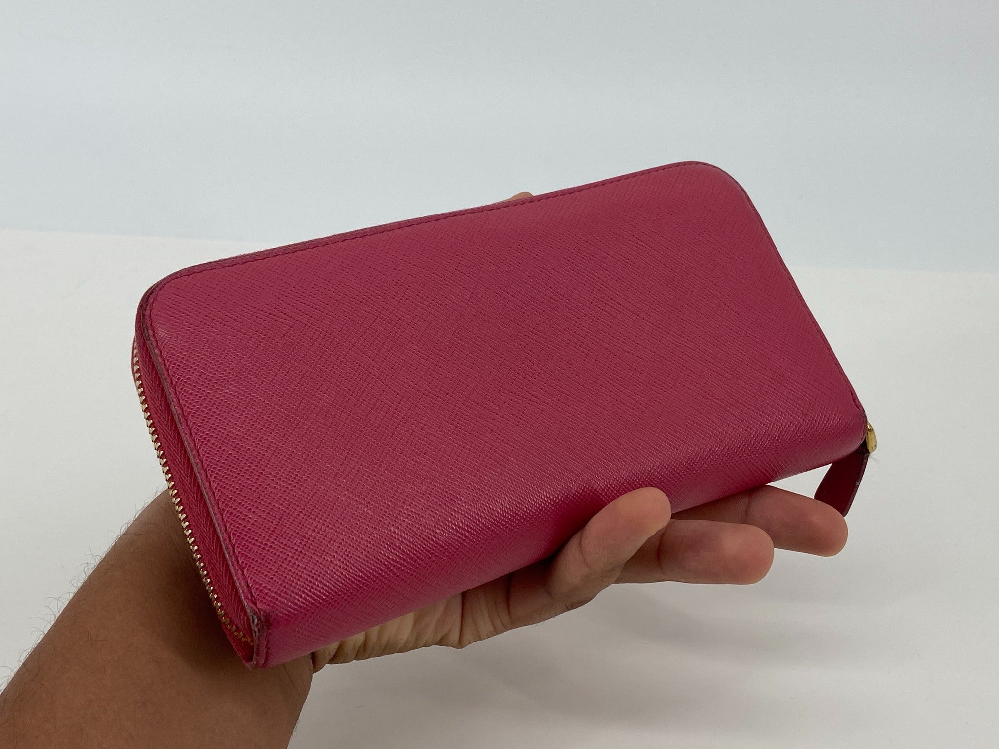 Prada Long Zippy Wallet Pink Saffiano Leather