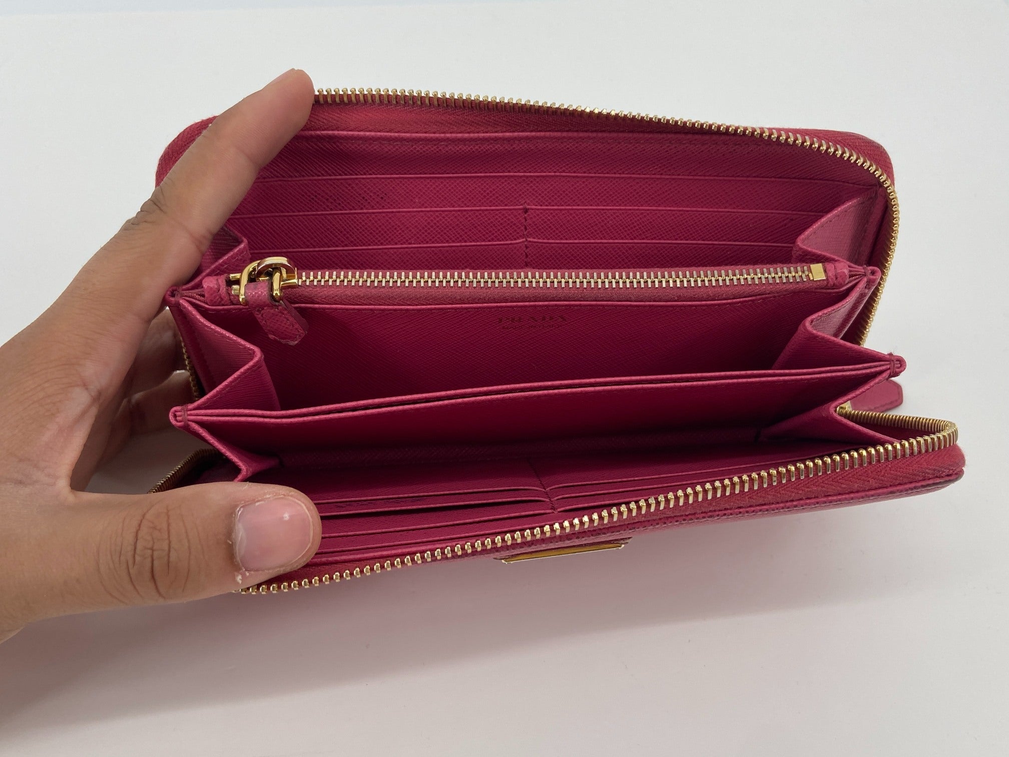 Prada Long Zippy Wallet Pink Saffiano Leather