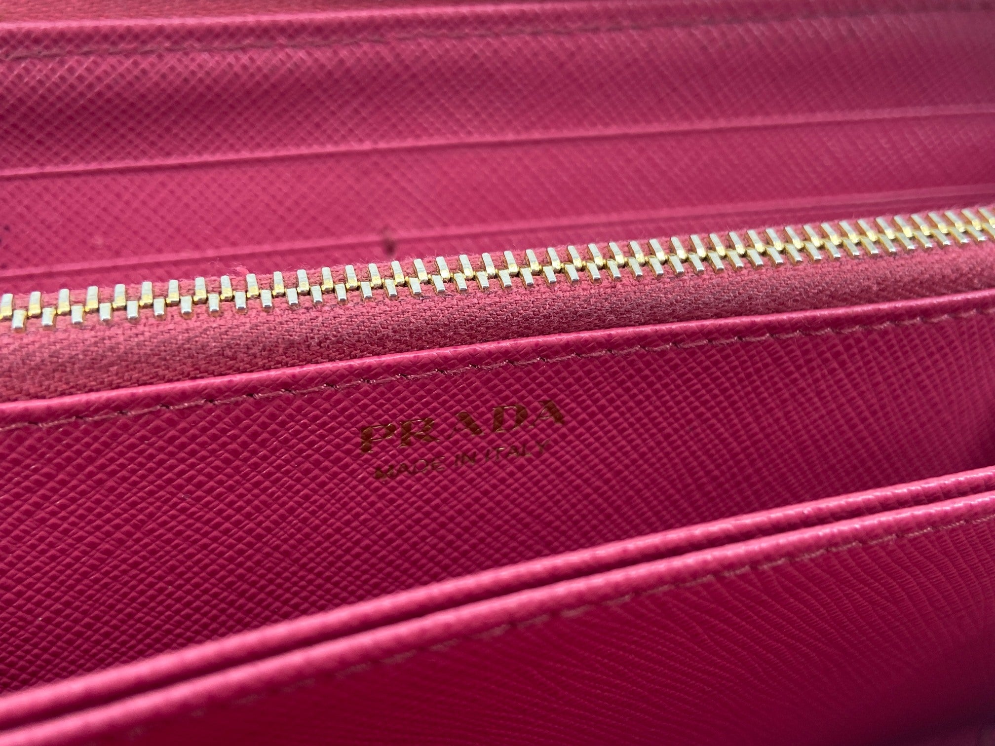 Prada Long Zippy Wallet Pink Saffiano Leather