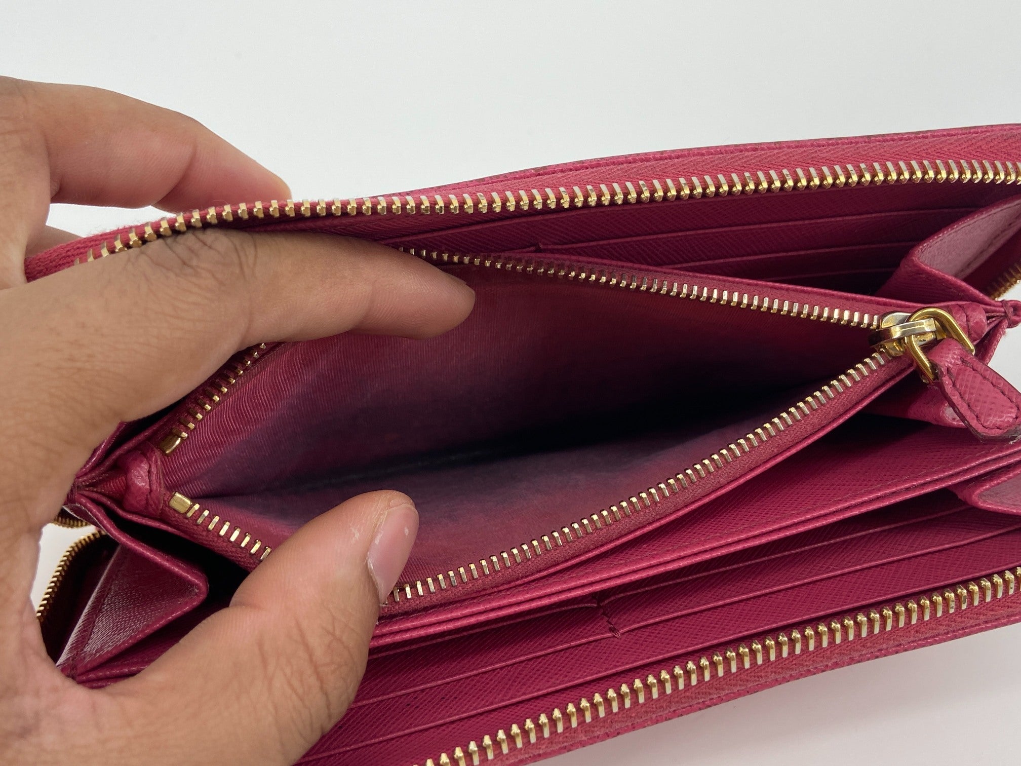 Prada Long Zippy Wallet Pink Saffiano Leather