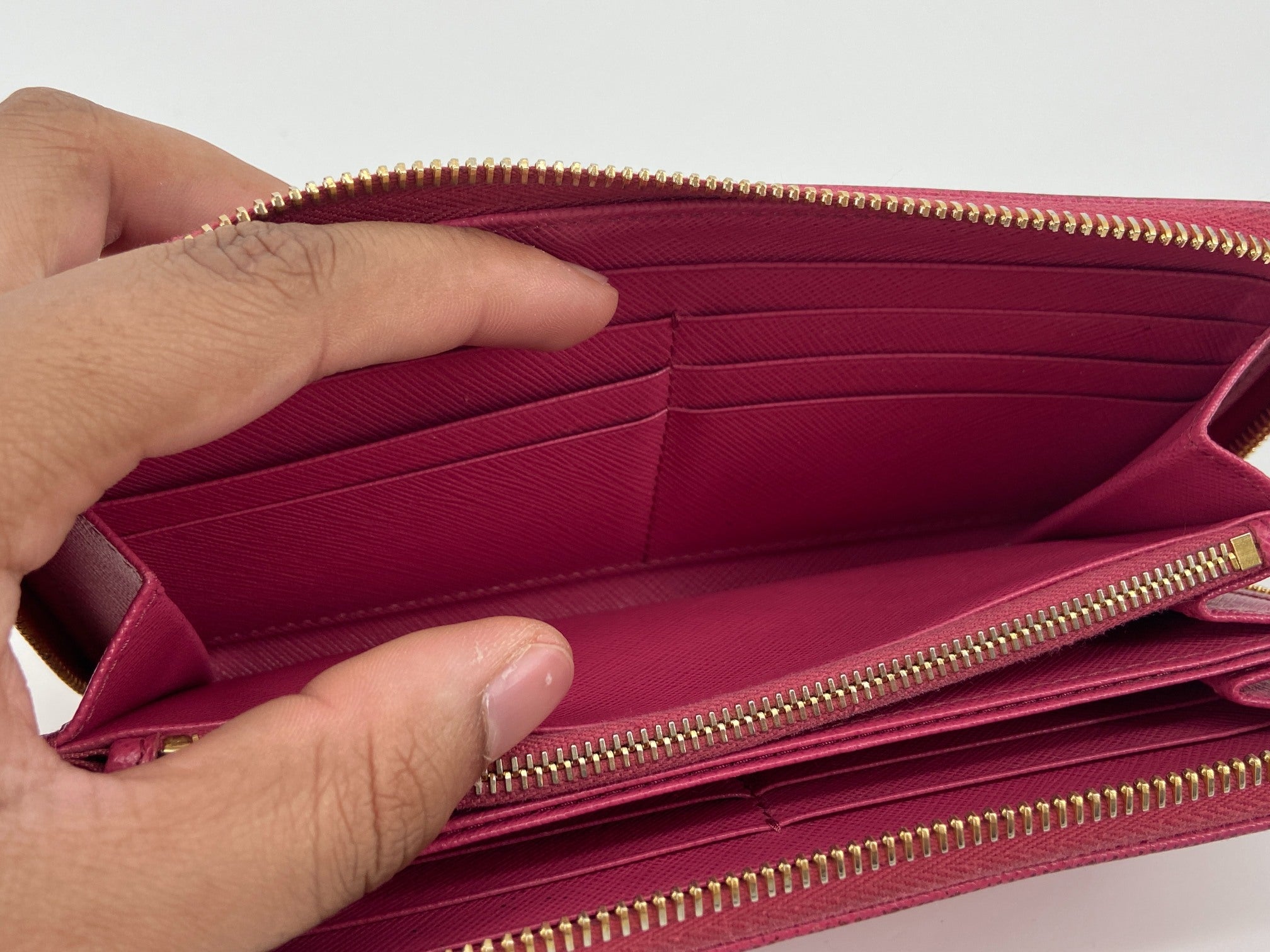 Prada Long Zippy Wallet Pink Saffiano Leather