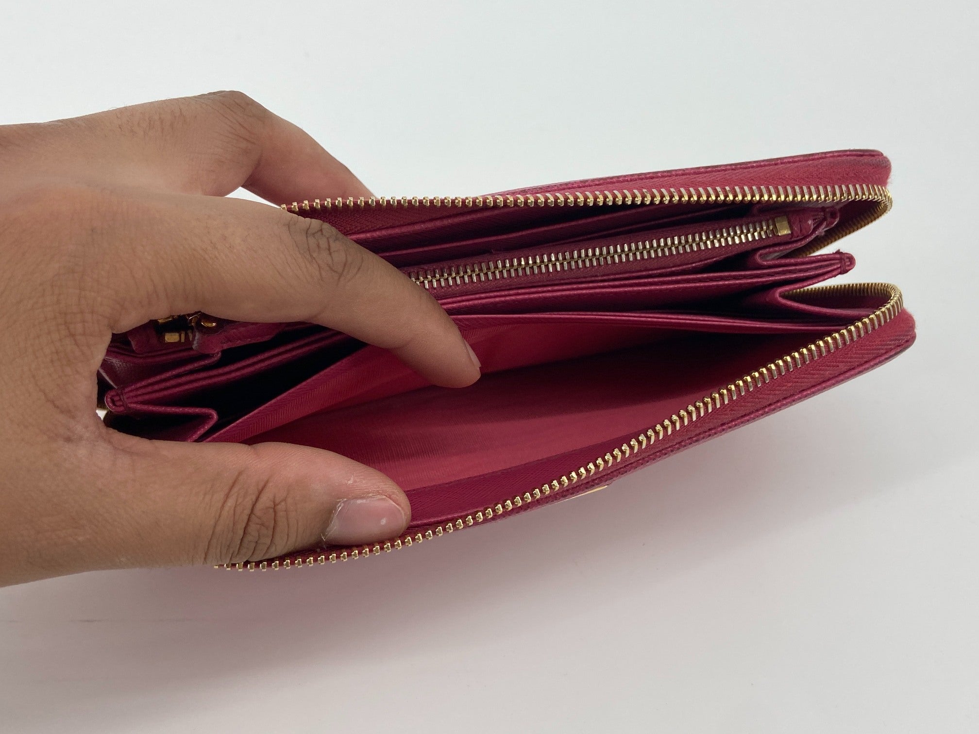 Prada Long Zippy Wallet Pink Saffiano Leather