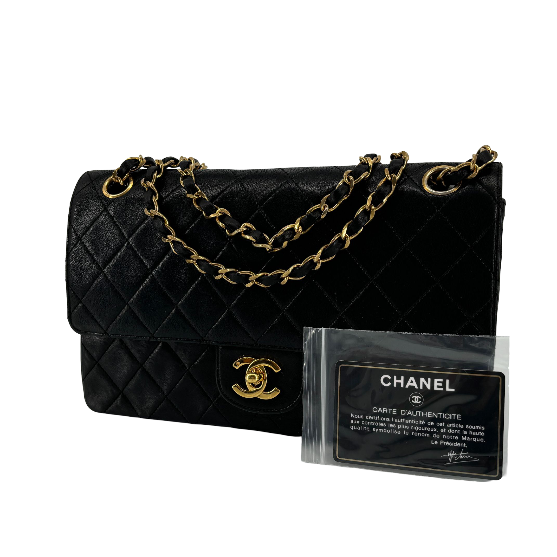 Chanel Timeless / Classique Double Flap Bag Black Matelassé Leather Medium incl. Dustbag