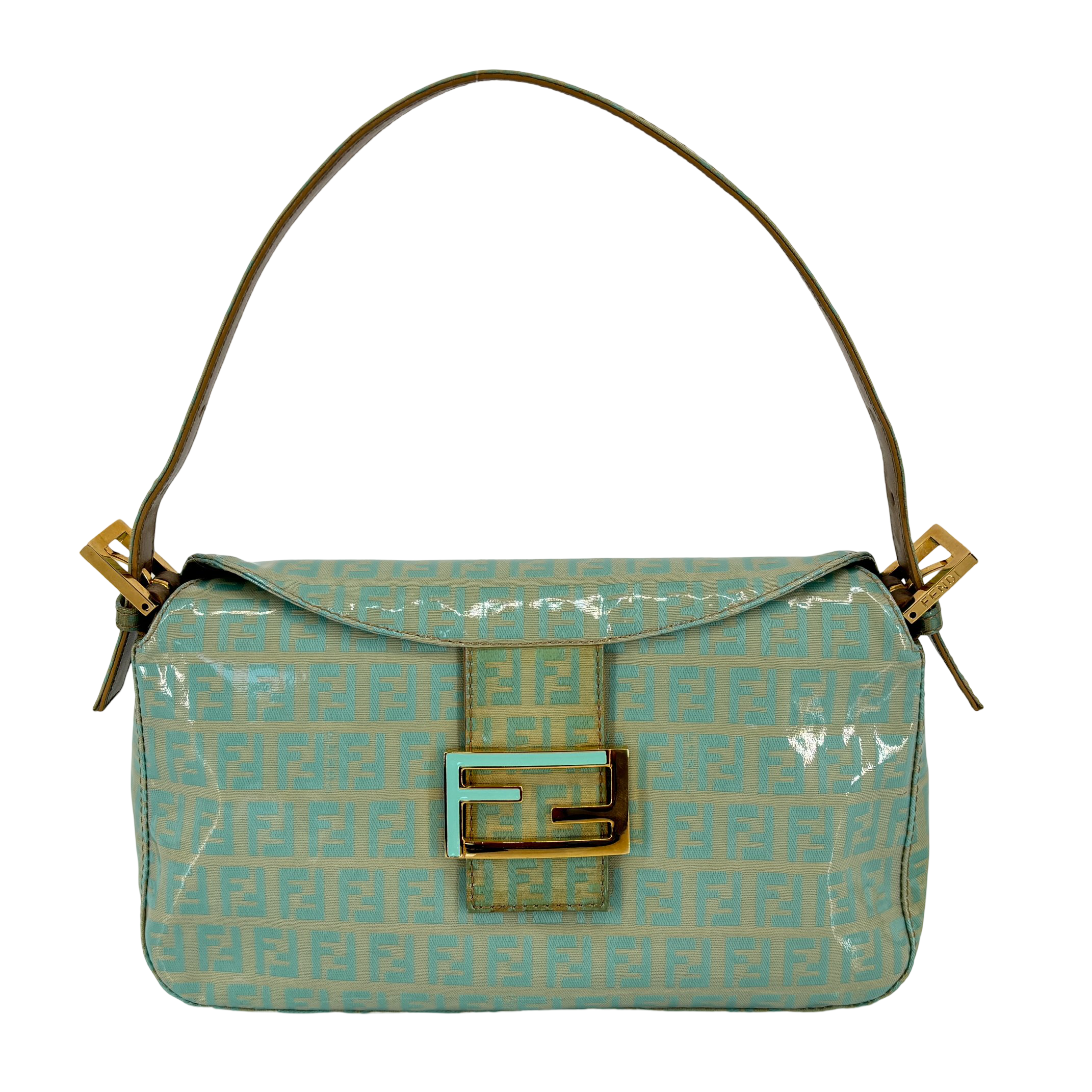 Fendi Mamma Baguette Bag Blue Zucchino Monogram incl. Dustbag