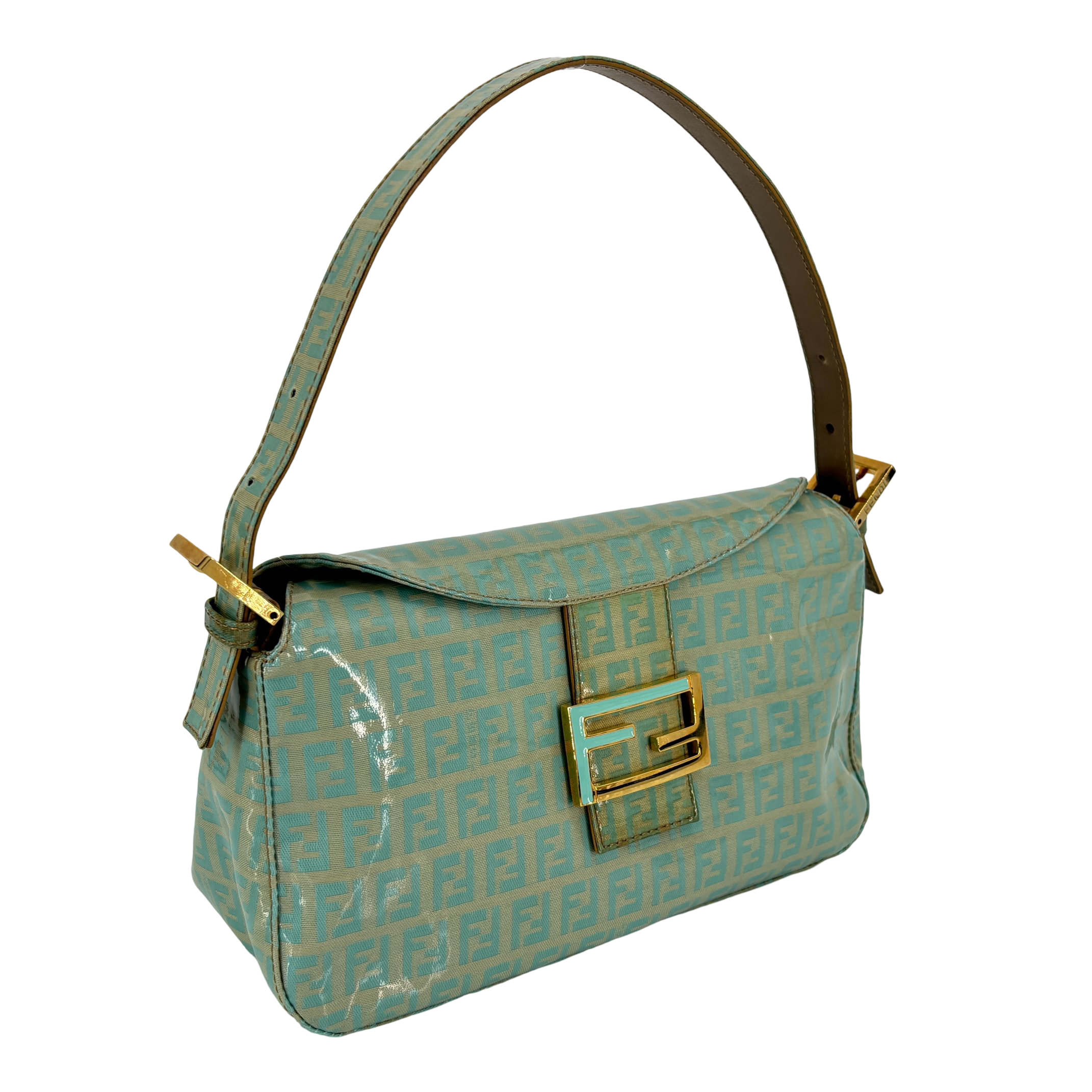 Fendi Mamma Baguette Bag Blue Zucchino Monogram incl. Dustbag