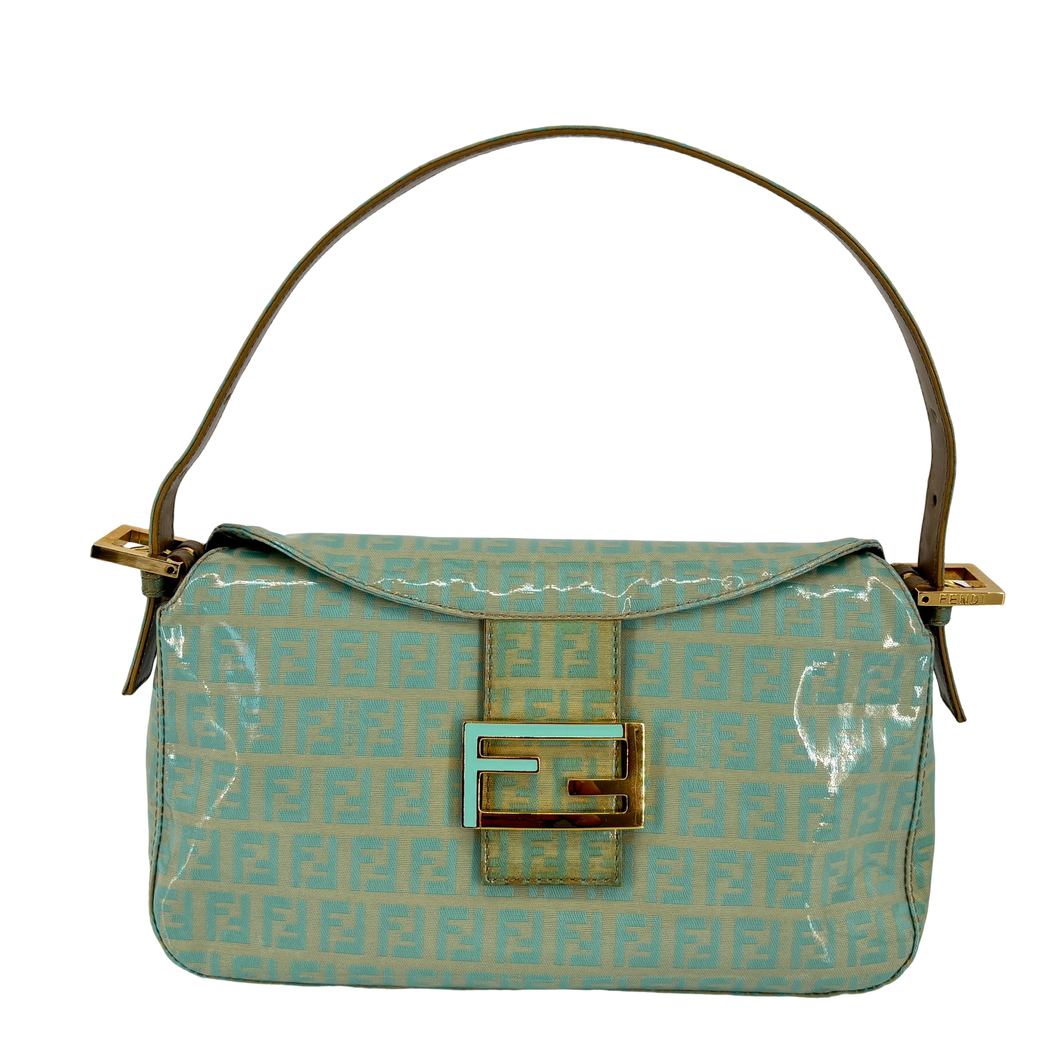 Fendi Mamma Baguette Bag Blue Zucchino Monogram incl. Dustbag