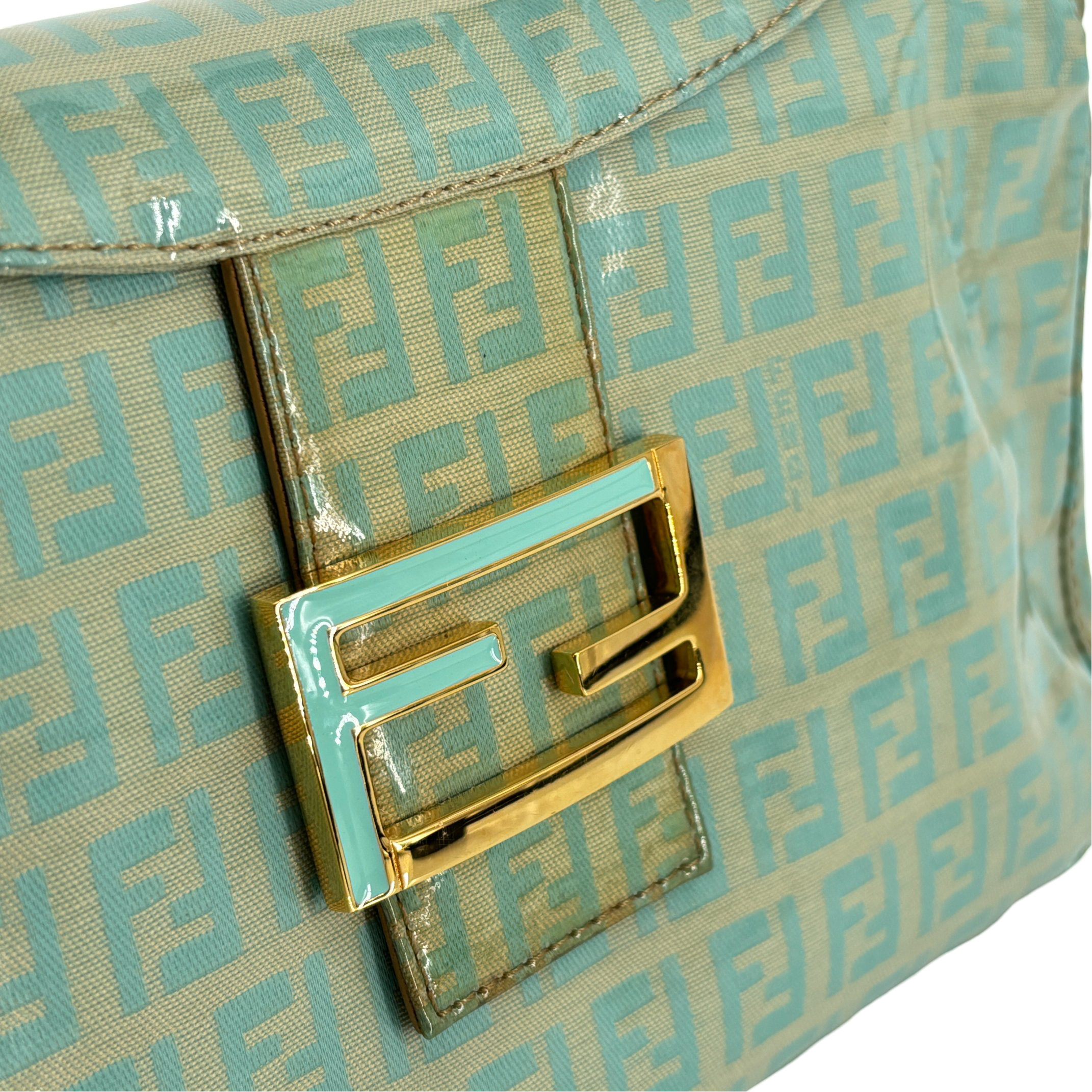 Fendi Mamma Baguette Bag Blue Zucchino Monogram incl. Dustbag