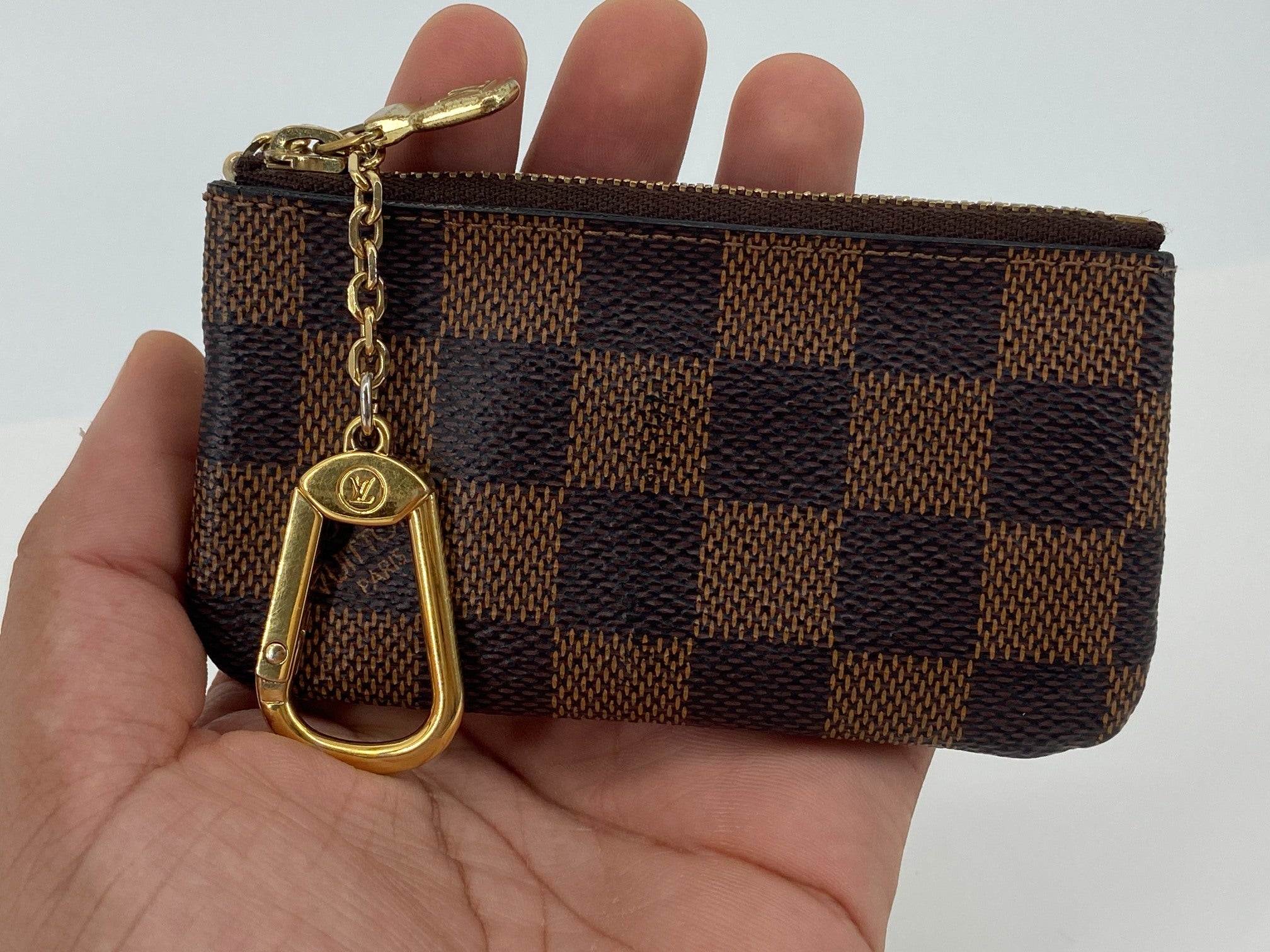 Louis Vuitton Pochette Cles Key Pouch Damier Ebene Canvas