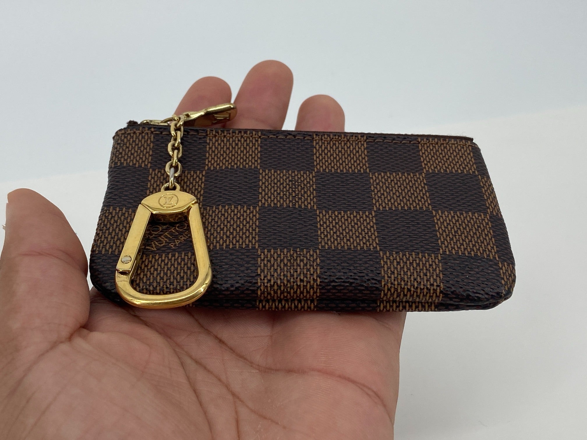 Louis Vuitton Pochette Cles Key Pouch Damier Ebene Canvas