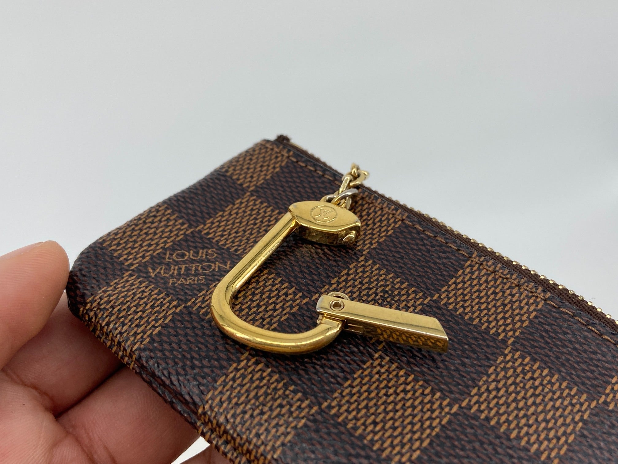 Louis Vuitton Pochette Cles Key Pouch Damier Ebene Canvas