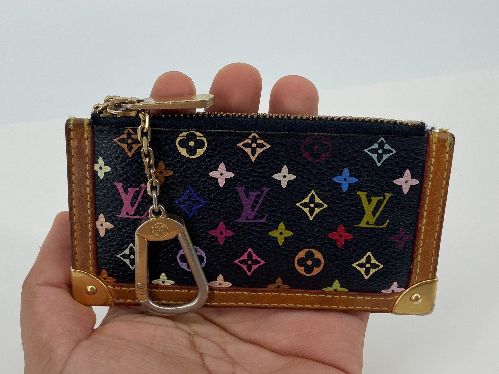 Louis Vuitton Pochette Cles Key Pouch Murakami Multicolor Black